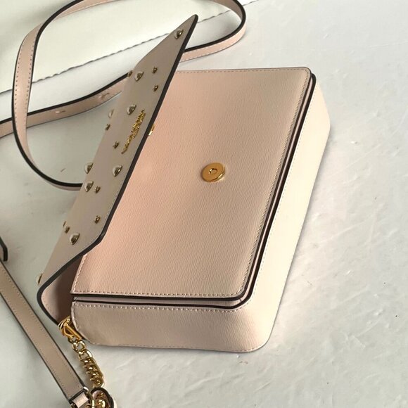 Kate Spade Purl Pearl Flap Shoulder Bag Beige Clutch Chain Wallet Crystals - Picture 11 of 14